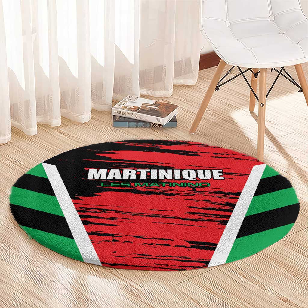 Custom Football Martinique Round Carpet Les Matinino Go Champion