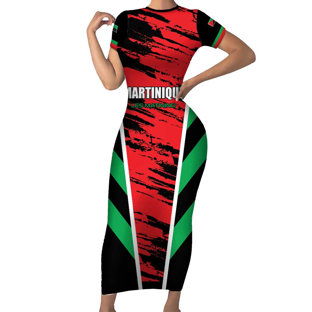 Custom Football Martinique Short Sleeve Bodycon Dress Les Matinino Go Champion