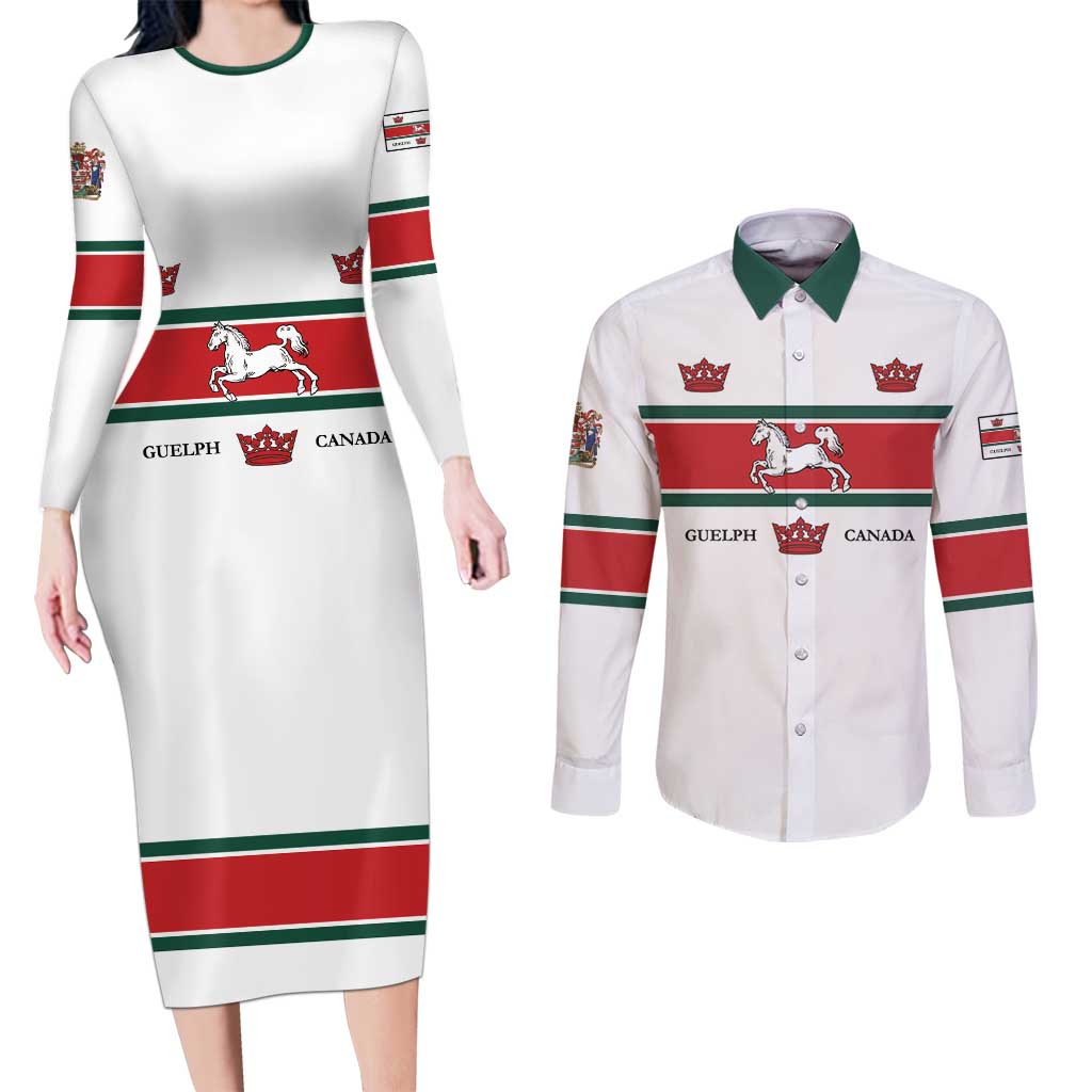Personalised Canada Guelph Couples Matching Long Sleeve Bodycon Dress and Long Sleeve Button Shirt The Royal City Simple Style