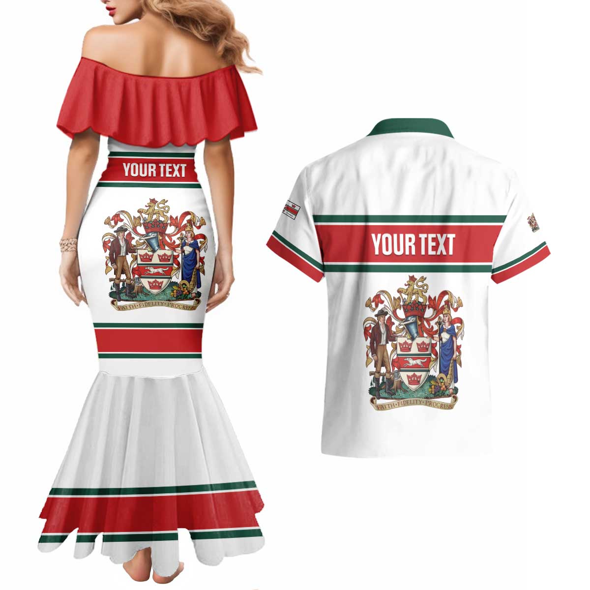 Personalised Canada Guelph Couples Matching Mermaid Dress and Hawaiian Shirt The Royal City Simple Style