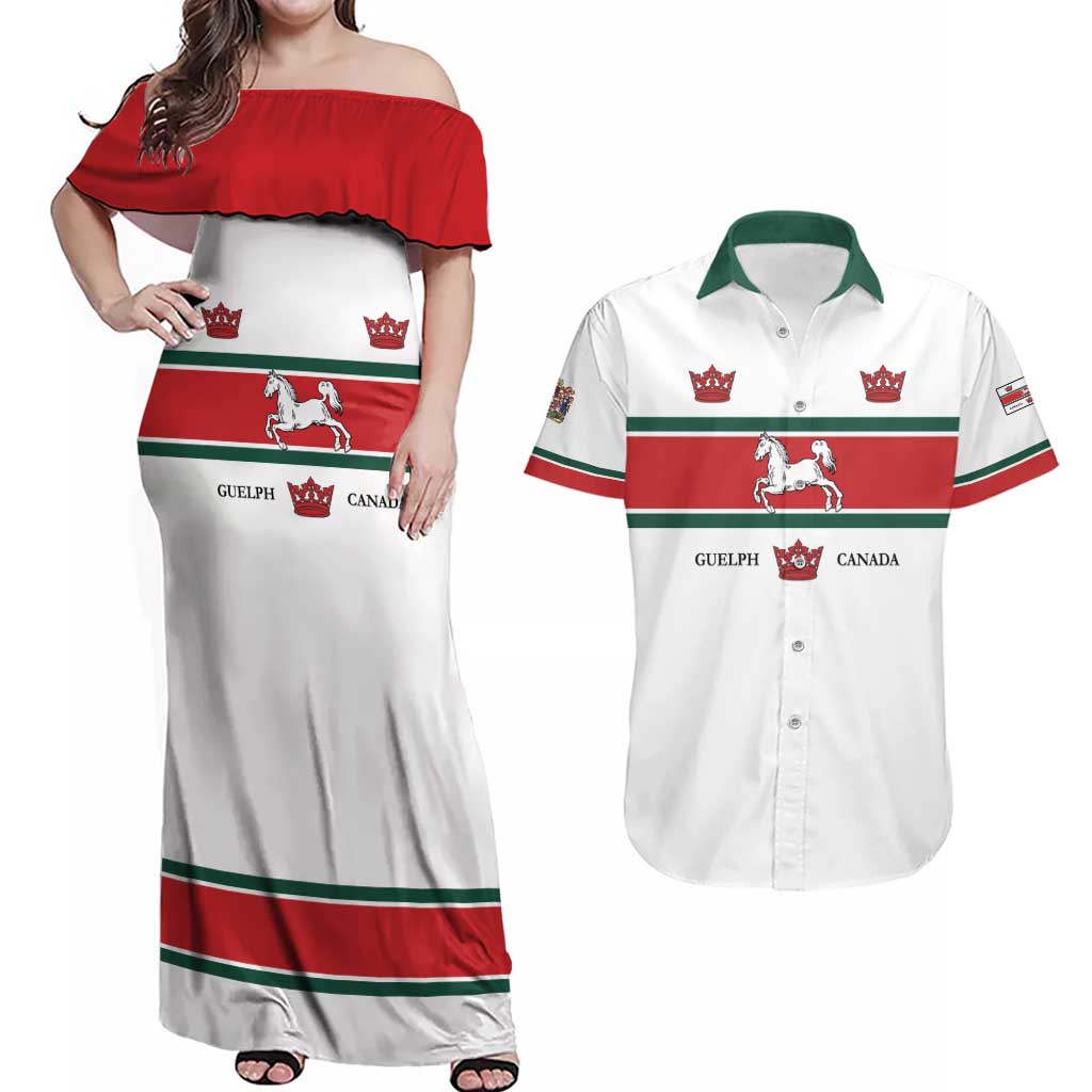 Personalised Canada Guelph Couples Matching Off Shoulder Maxi Dress and Hawaiian Shirt The Royal City Simple Style