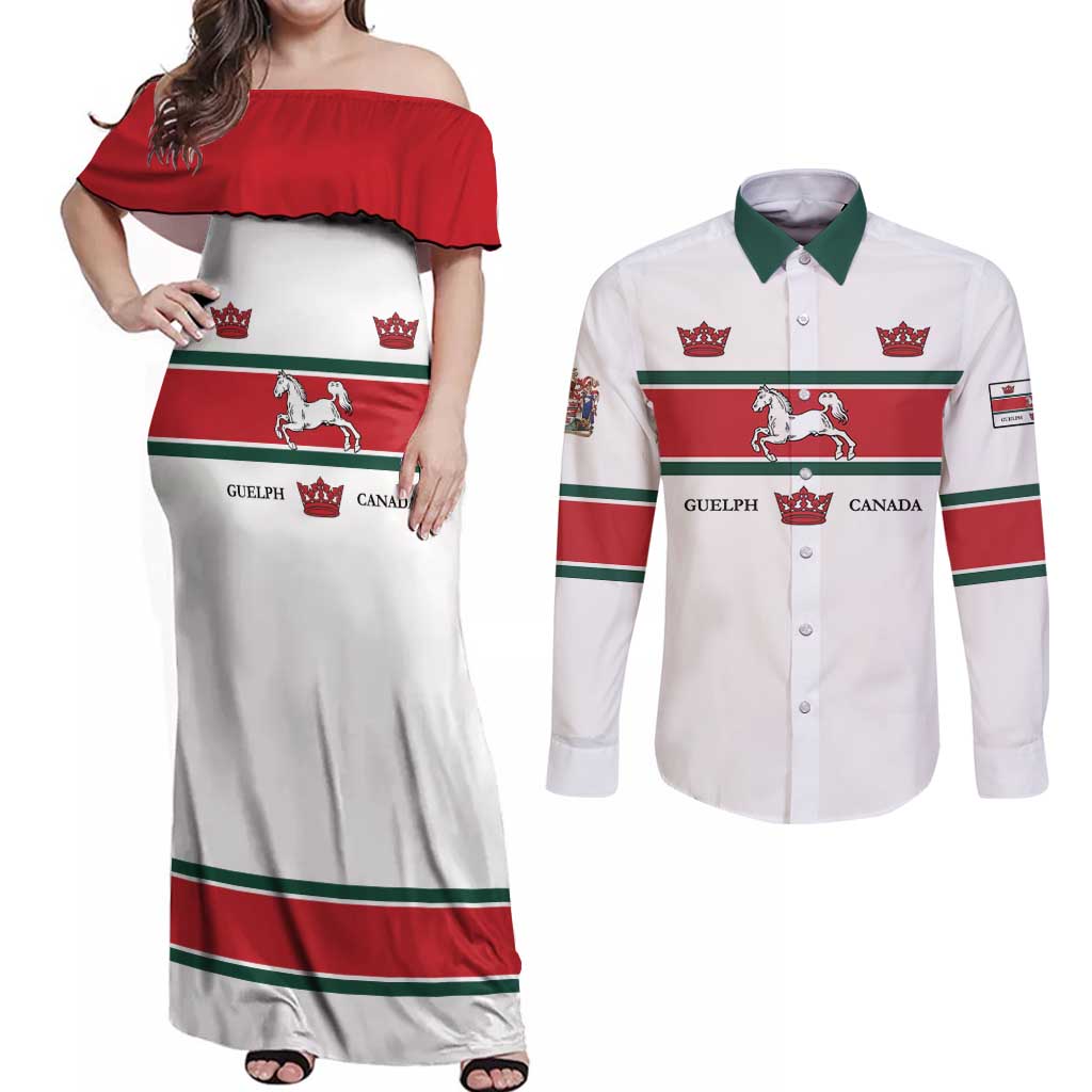 Personalised Canada Guelph Couples Matching Off Shoulder Maxi Dress and Long Sleeve Button Shirt The Royal City Simple Style