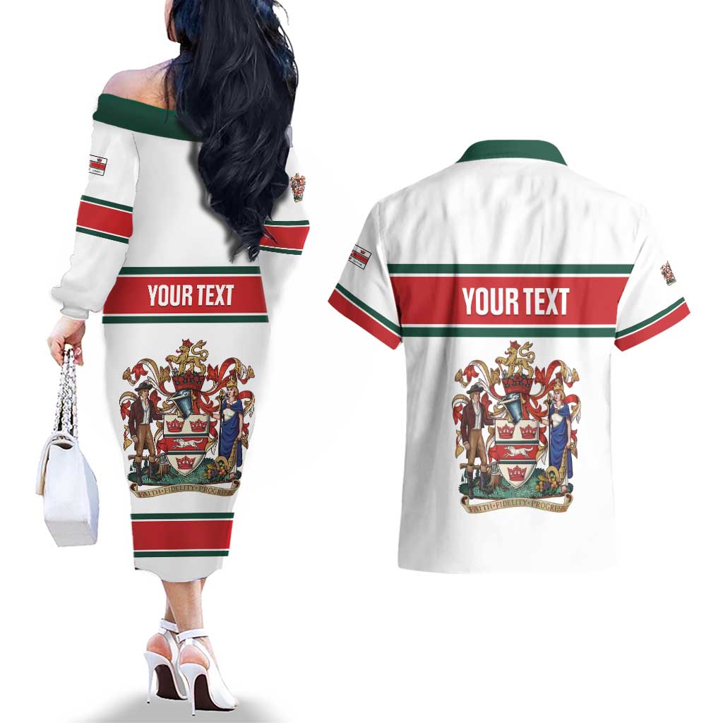 Personalised Canada Guelph Couples Matching Off The Shoulder Long Sleeve Dress and Hawaiian Shirt The Royal City Simple Style