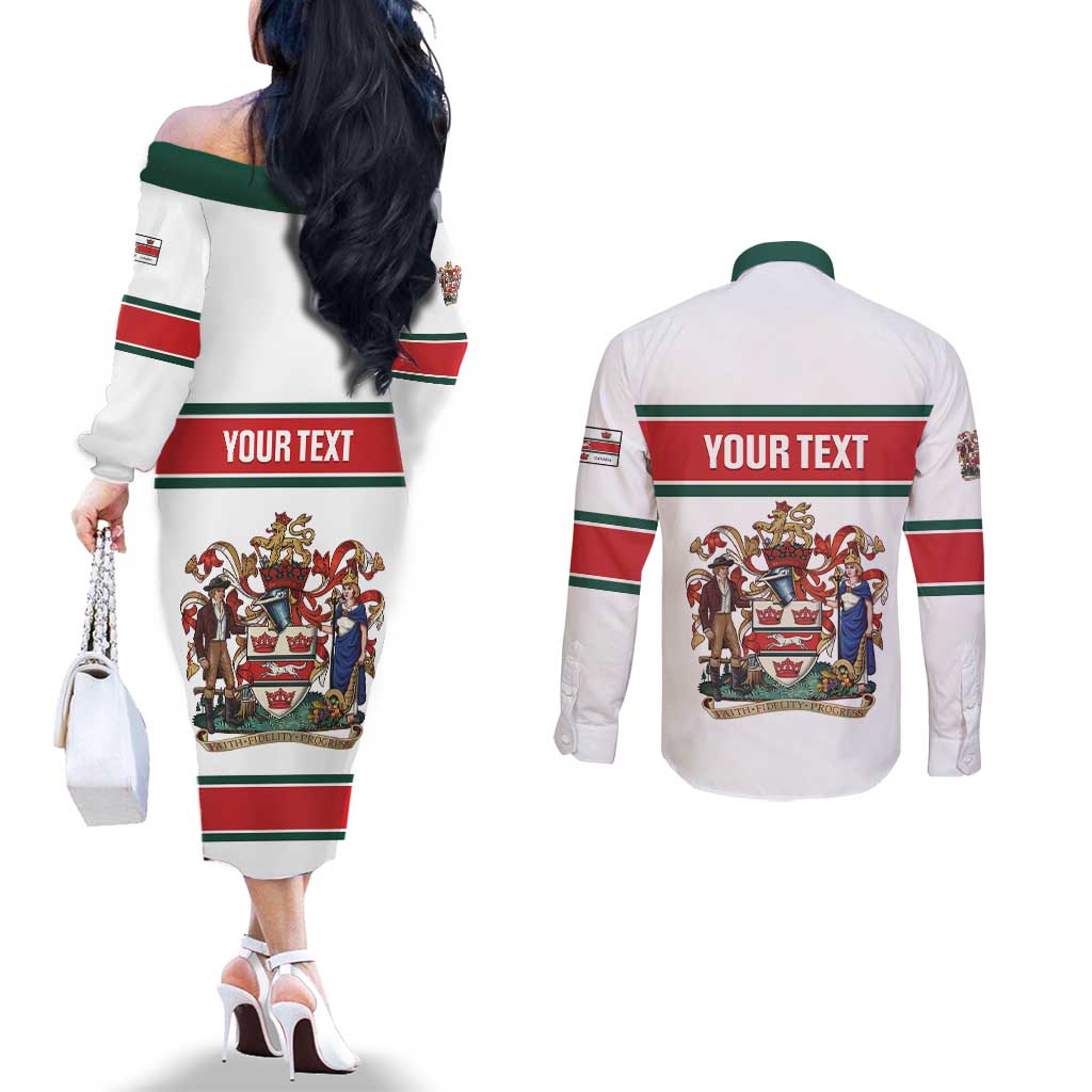 Personalised Canada Guelph Couples Matching Off The Shoulder Long Sleeve Dress and Long Sleeve Button Shirt The Royal City Simple Style