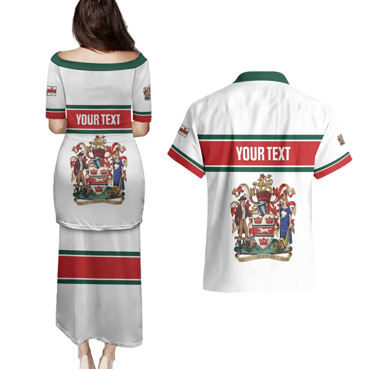 Personalised Canada Guelph Couples Matching Puletasi and Hawaiian Shirt The Royal City Simple Style