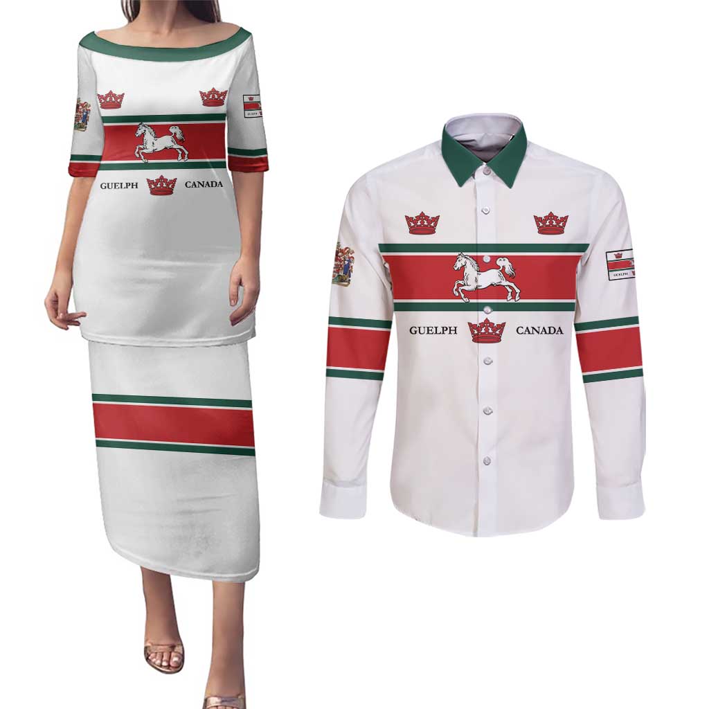 Personalised Canada Guelph Couples Matching Puletasi and Long Sleeve Button Shirt The Royal City Simple Style