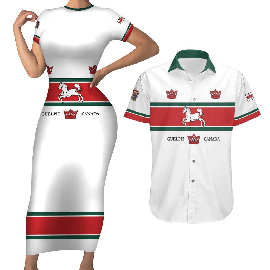 Personalised Canada Guelph Couples Matching Short Sleeve Bodycon Dress and Hawaiian Shirt The Royal City Simple Style