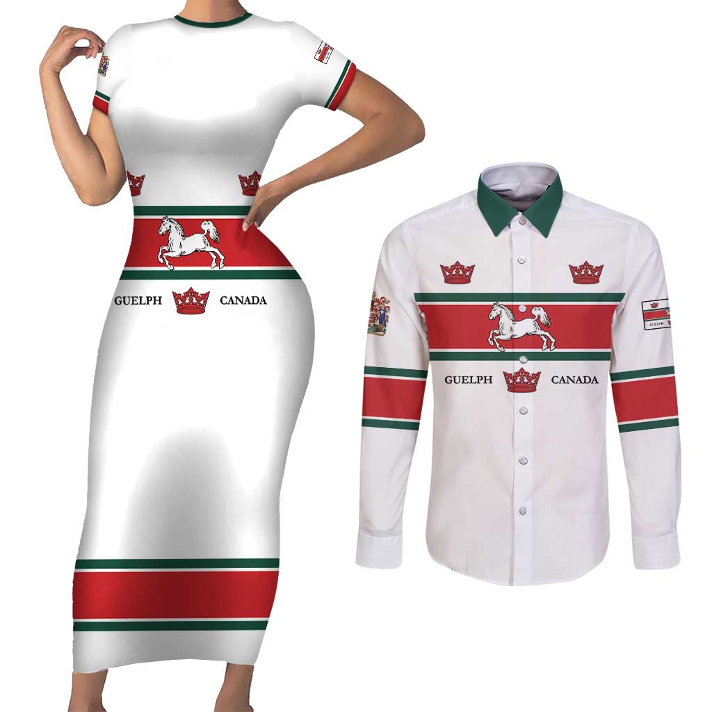 Personalised Canada Guelph Couples Matching Short Sleeve Bodycon Dress and Long Sleeve Button Shirt The Royal City Simple Style