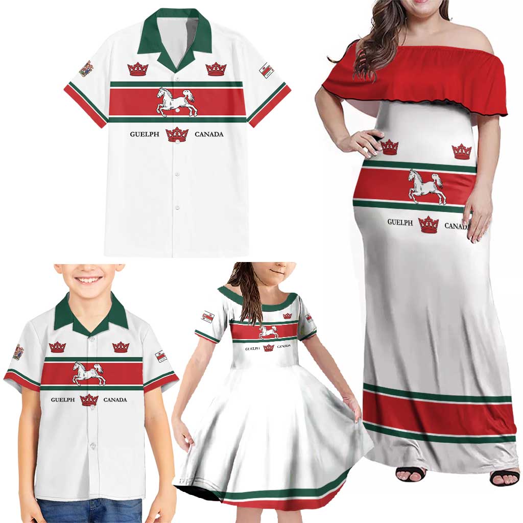 Personalised Canada Guelph Family Matching Off Shoulder Maxi Dress and Hawaiian Shirt The Royal City Simple Style