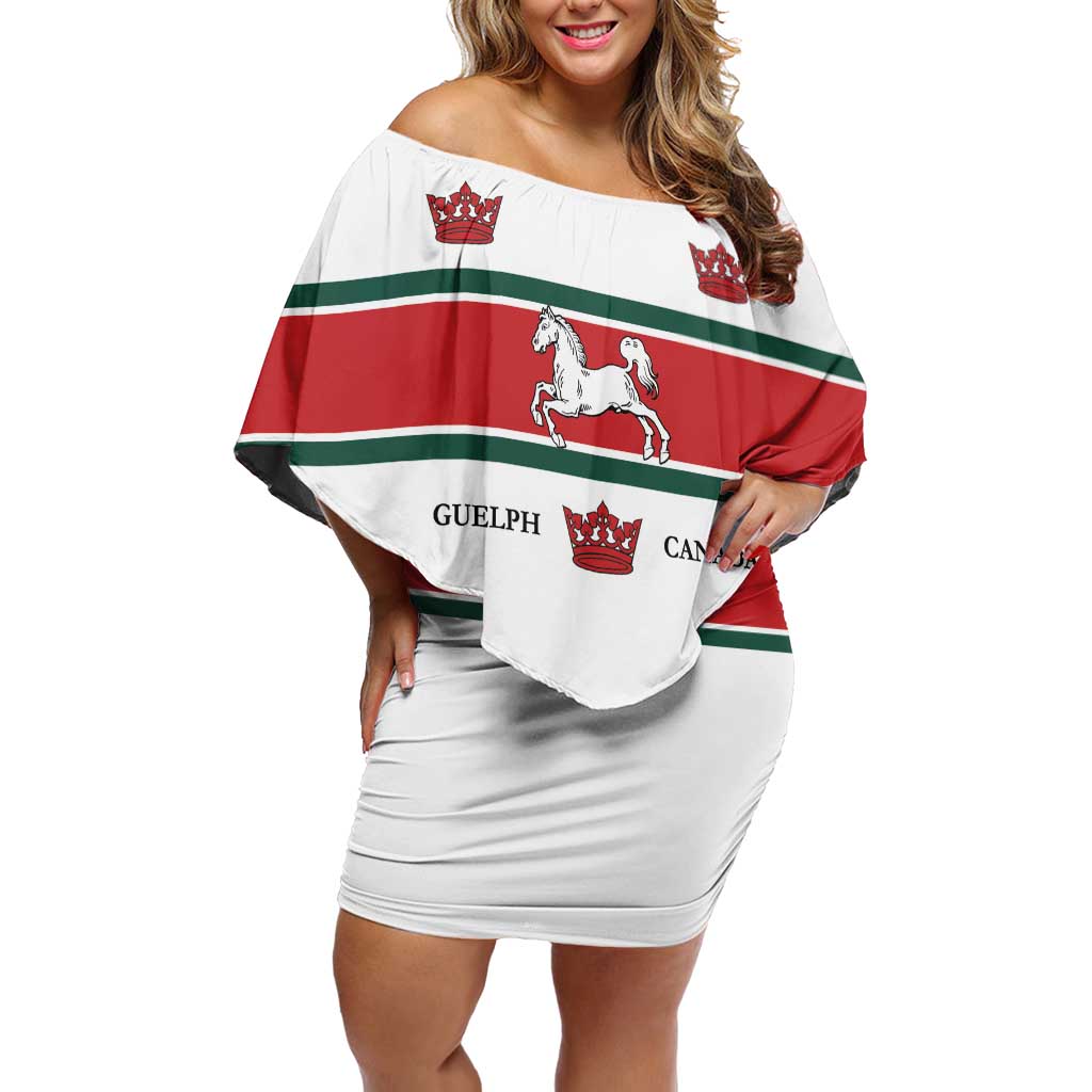 Personalised Canada Guelph Family Matching Off Shoulder Short Dress and Hawaiian Shirt The Royal City Simple Style