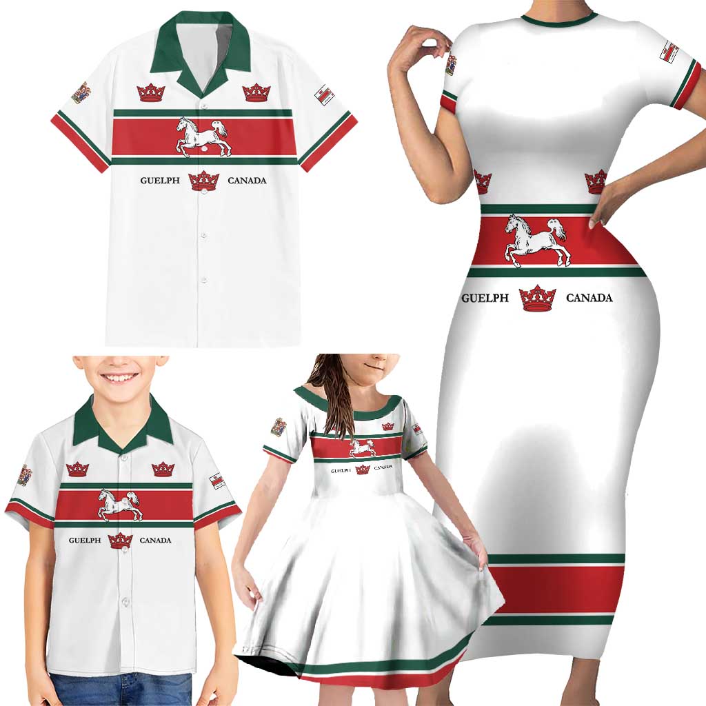 Personalised Canada Guelph Family Matching Short Sleeve Bodycon Dress and Hawaiian Shirt The Royal City Simple Style