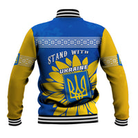 Ukraine Baseball Jacket Ukrainian Coat Of Arms With Sunflower - Wonder Print Shop