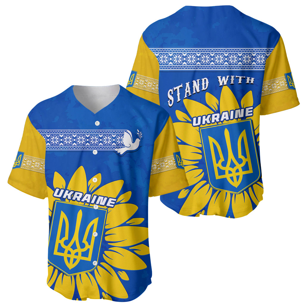 Ukraine Baseball Jersey Ukrainian Coat Of Arms With Sunflower - Wonder Print Shop