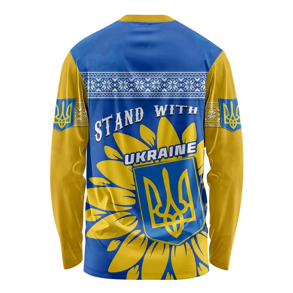 Ukraine Long Sleeve Shirt Ukrainian Coat Of Arms With Sunflower LT01