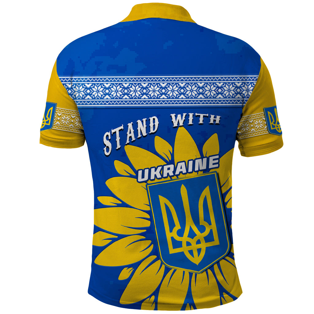 Ukraine Polo Shirt Ukrainian Coat Of Arms With Sunflower - Wonder Print Shop
