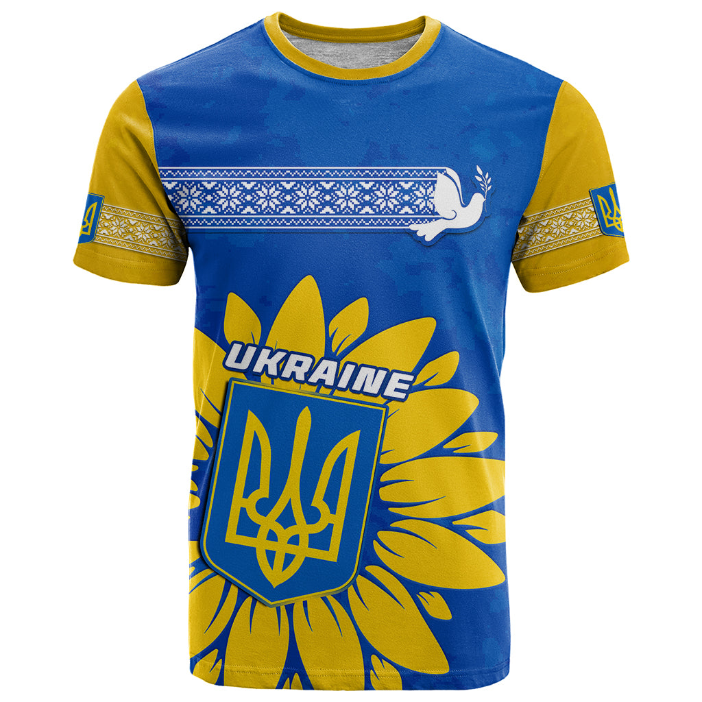 Ukraine T Shirt Ukrainian Coat Of Arms With Sunflower - Wonder Print Shop