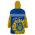 Ukraine Wearable Blanket Hoodie Ukrainian Coat Of Arms With Sunflower - Wonder Print Shop