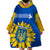Ukraine Wearable Blanket Hoodie Ukrainian Coat Of Arms With Sunflower - Wonder Print Shop