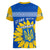 Ukraine Women V Neck T Shirt Ukrainian Coat Of Arms With Sunflower - Wonder Print Shop
