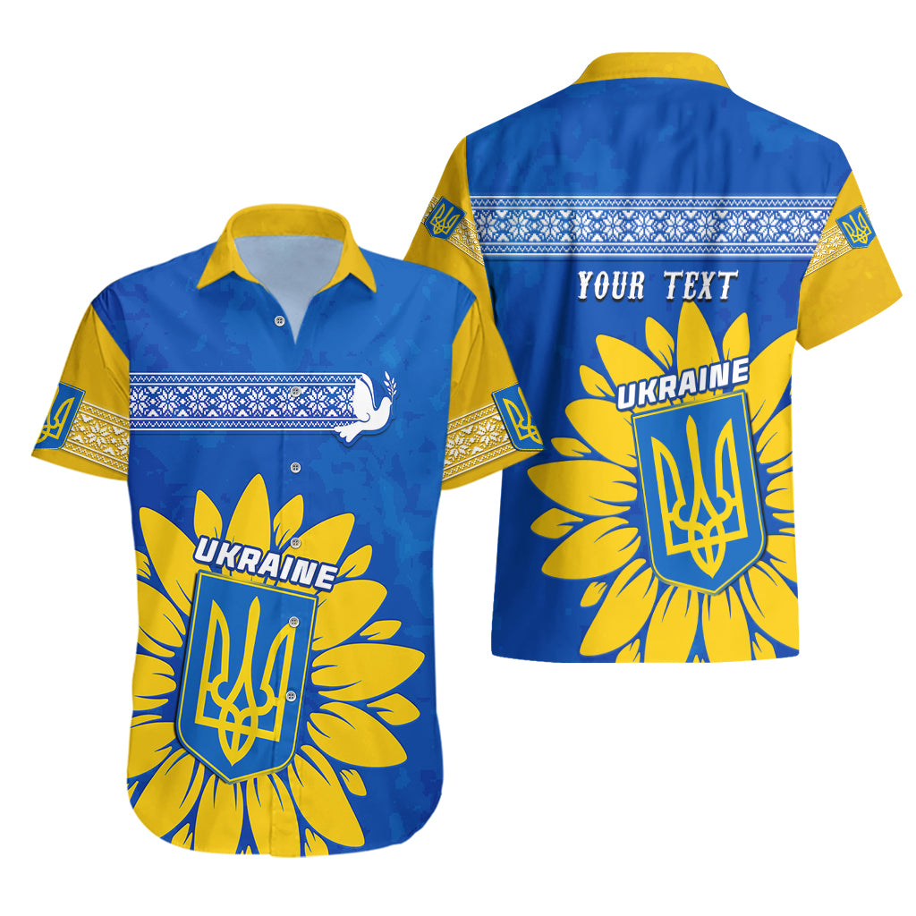 Personalised Ukraine Hawaiian Shirt Ukrainian Coat Of Arms With Sunflower - Wonder Print Shop