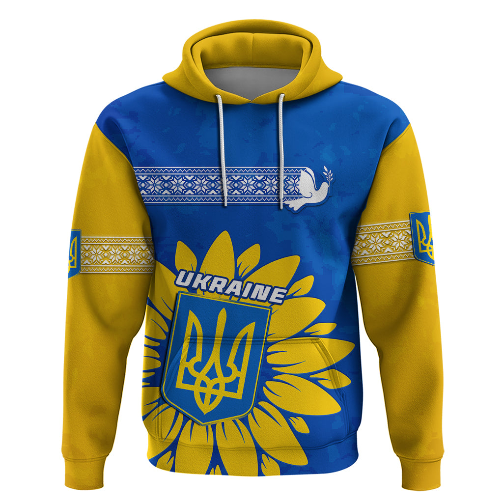 Personalised Ukraine Hoodie Ukrainian Coat Of Arms With Sunflower - Wonder Print Shop