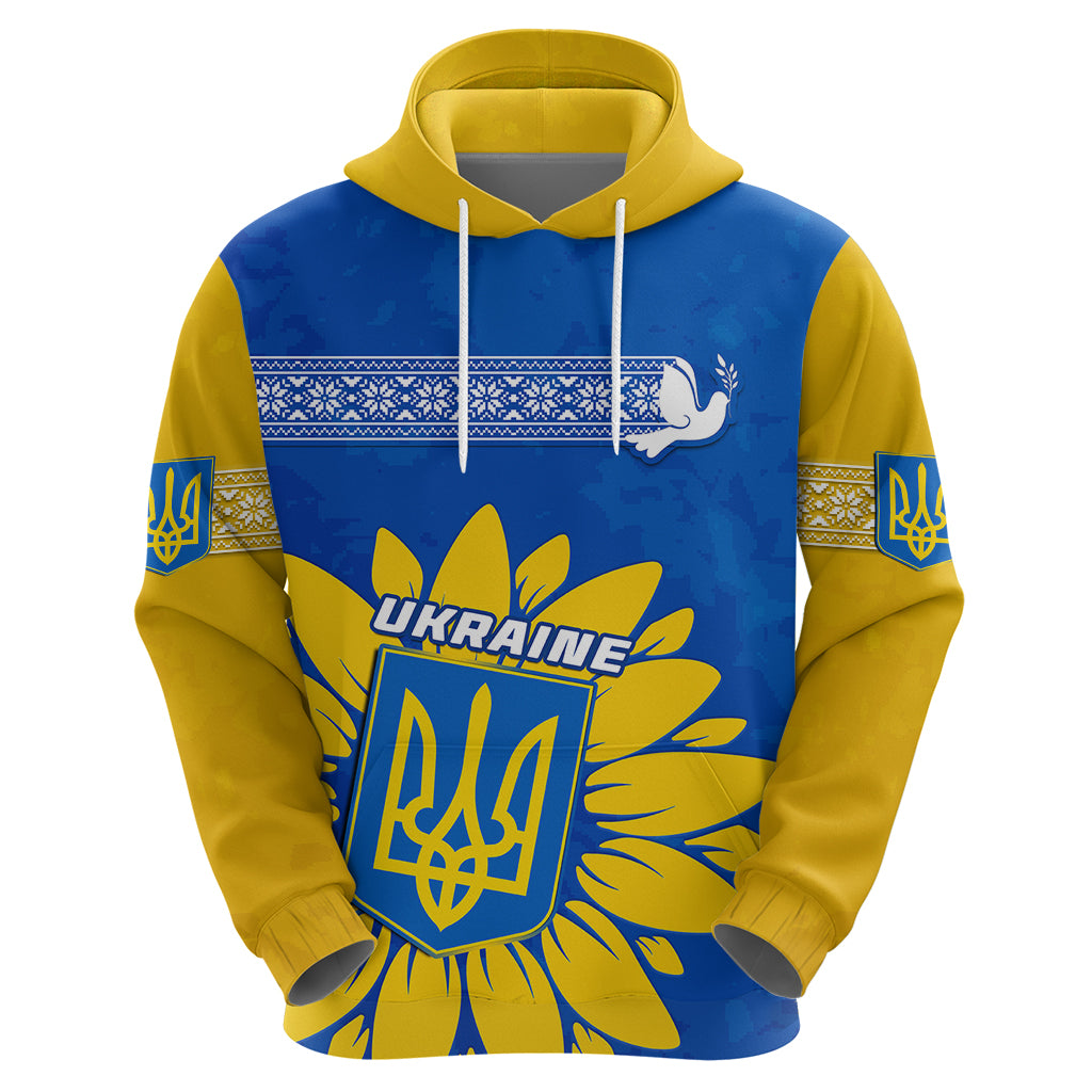 Personalised Ukraine Hoodie Ukrainian Coat Of Arms With Sunflower - Wonder Print Shop