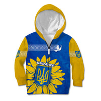 Personalised Ukraine Kid Hoodie Ukrainian Coat Of Arms With Sunflower - Wonder Print Shop