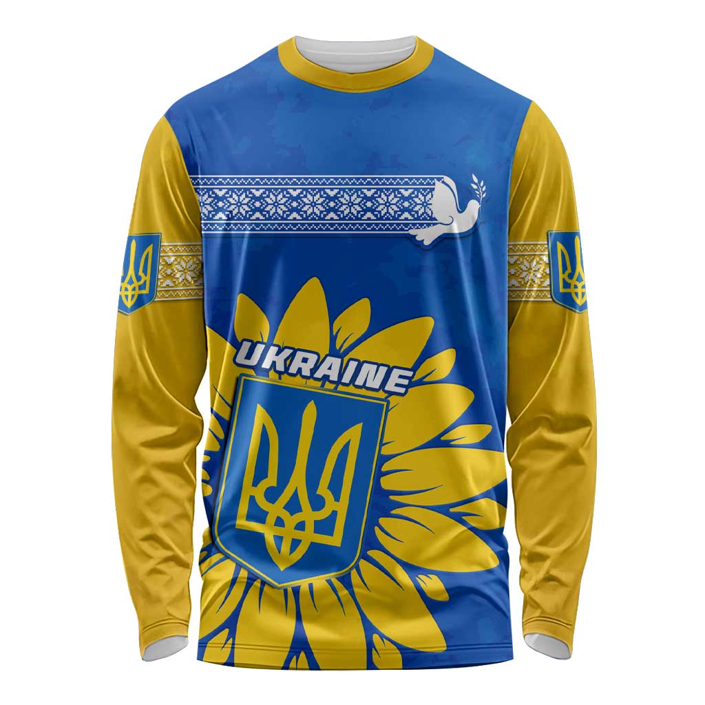 Personalised Ukraine Long Sleeve Shirt Ukrainian Coat Of Arms With Sunflower LT01