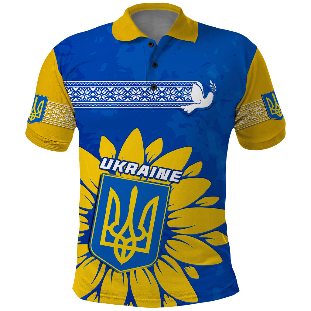 Personalised Ukraine Polo Shirt Ukrainian Coat Of Arms With Sunflower - Wonder Print Shop