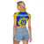 Personalised Ukraine Raglan Cropped T Shirt Ukrainian Coat Of Arms With Sunflower - Wonder Print Shop