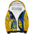 Personalised Ukraine Sherpa Hoodie Ukrainian Coat Of Arms With Sunflower - Wonder Print Shop