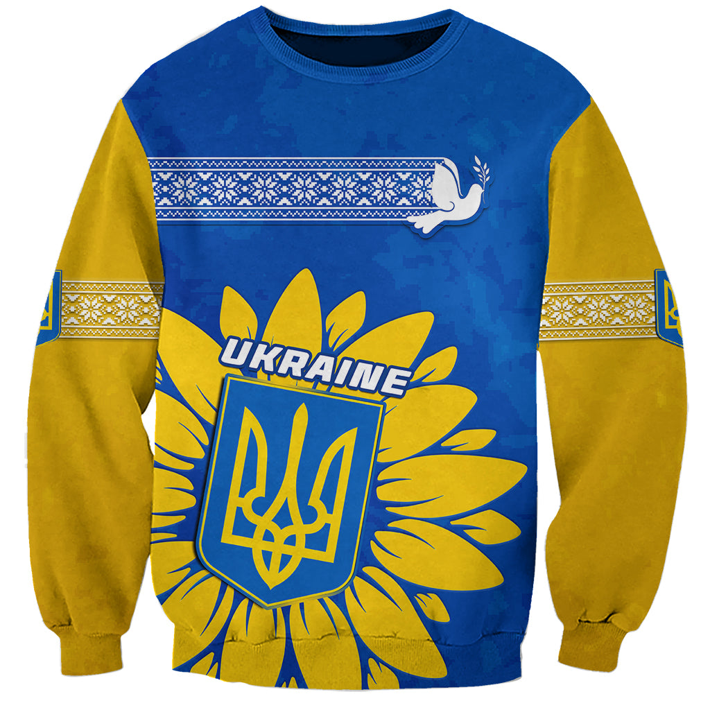 Personalised Ukraine Sweatshirt Ukrainian Coat Of Arms With Sunflower - Wonder Print Shop