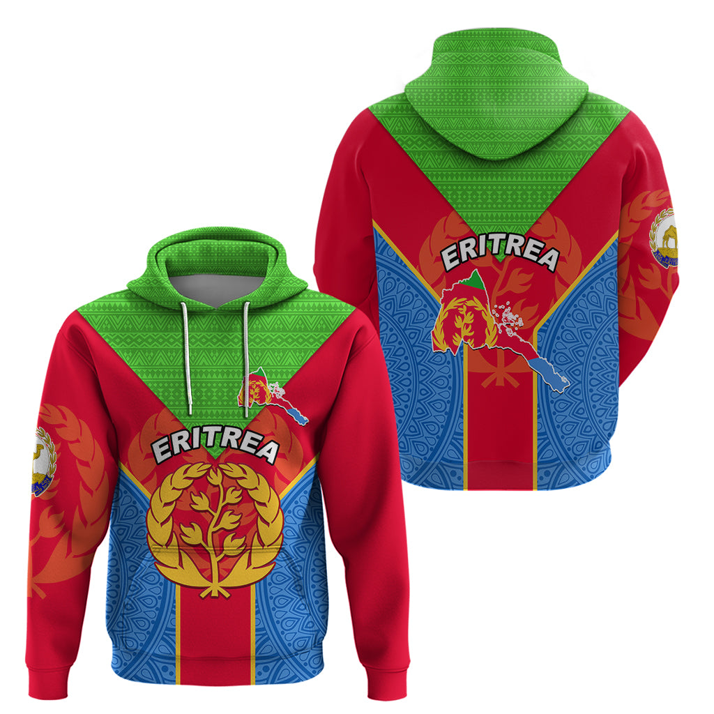 Eritrea Hoodie Eritrean Emblem Flag Mix African Pattern - Wonder Print Shop