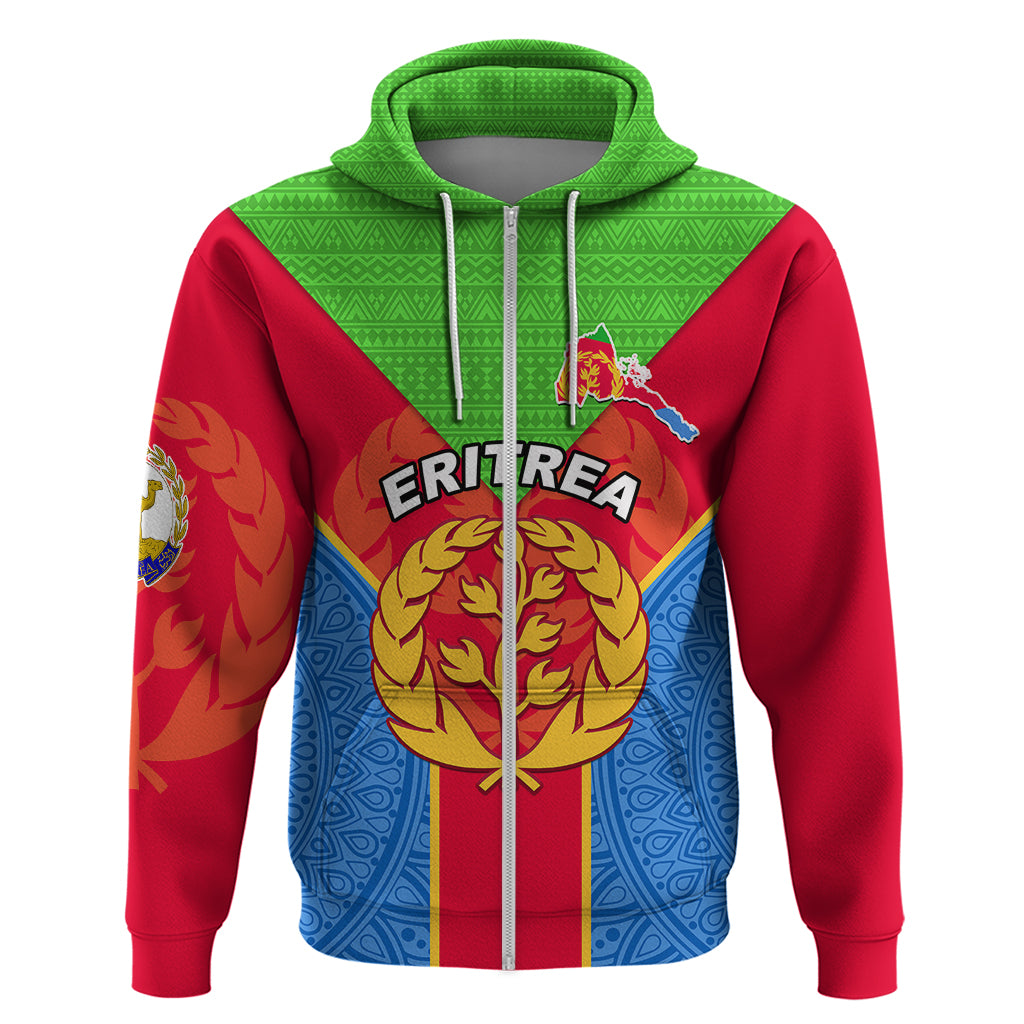 Eritrea Hoodie Eritrean Emblem Flag Mix African Pattern - Wonder Print Shop