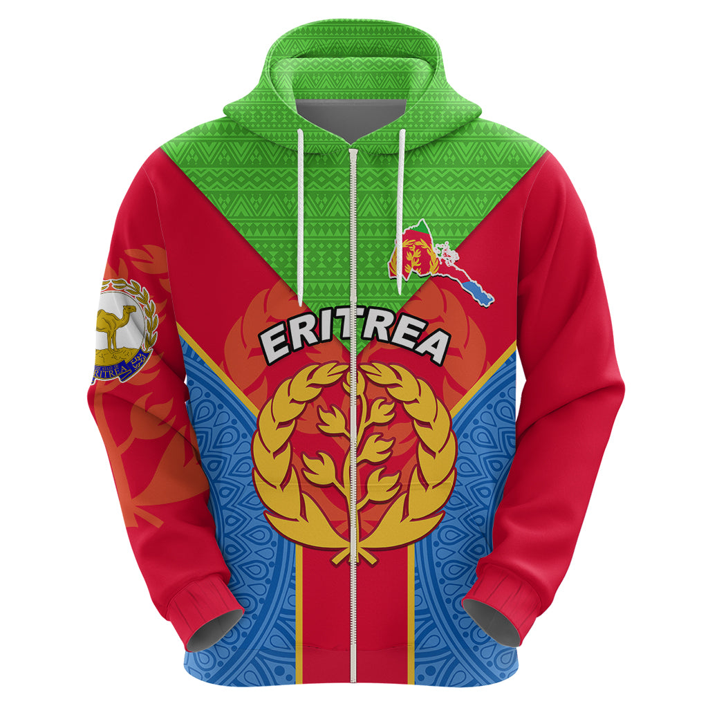 Eritrea Hoodie Eritrean Emblem Flag Mix African Pattern - Wonder Print Shop