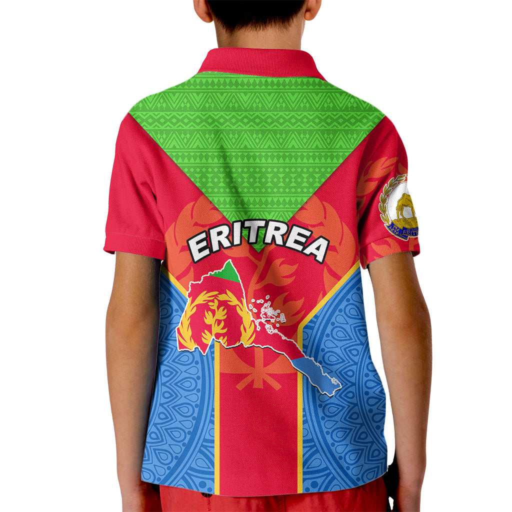Eritrea Kid Polo Shirt Eritrean Emblem Flag Mix African Pattern - Wonder Print Shop