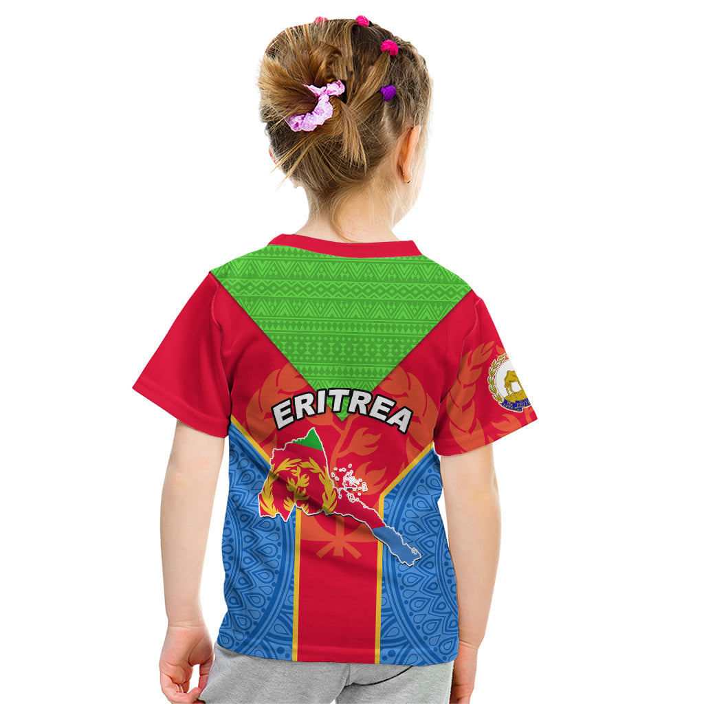 Eritrea Kid T Shirt Eritrean Emblem Flag Mix African Pattern - Wonder Print Shop