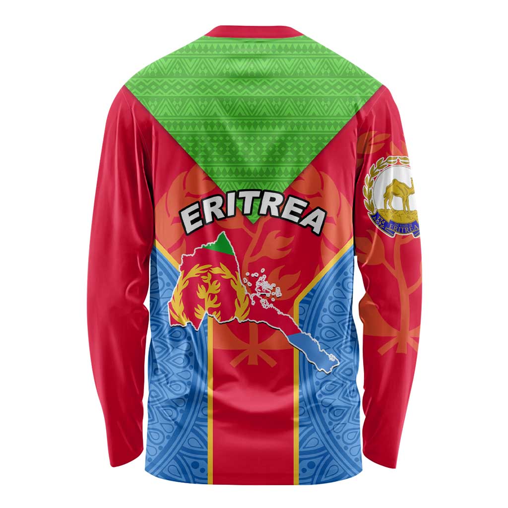 Eritrea Long Sleeve Shirt Eritrean Emblem Flag Mix African Pattern LT01