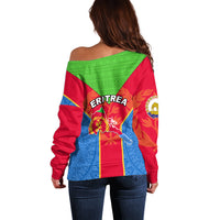 Eritrea Off Shoulder Sweater Eritrean Emblem Flag Mix African Pattern - Wonder Print Shop
