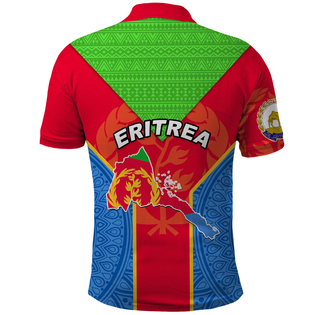 Eritrea Polo Shirt Eritrean Emblem Flag Mix African Pattern - Wonder Print Shop