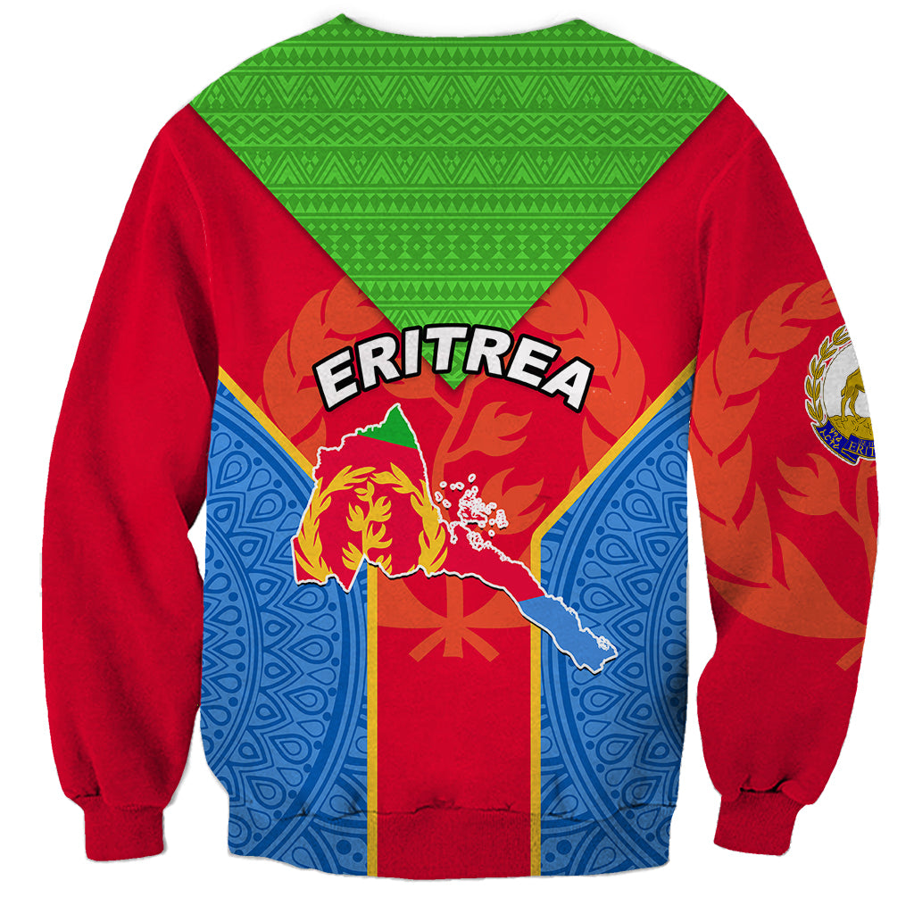 Eritrea Sweatshirt Eritrean Emblem Flag Mix African Pattern - Wonder Print Shop