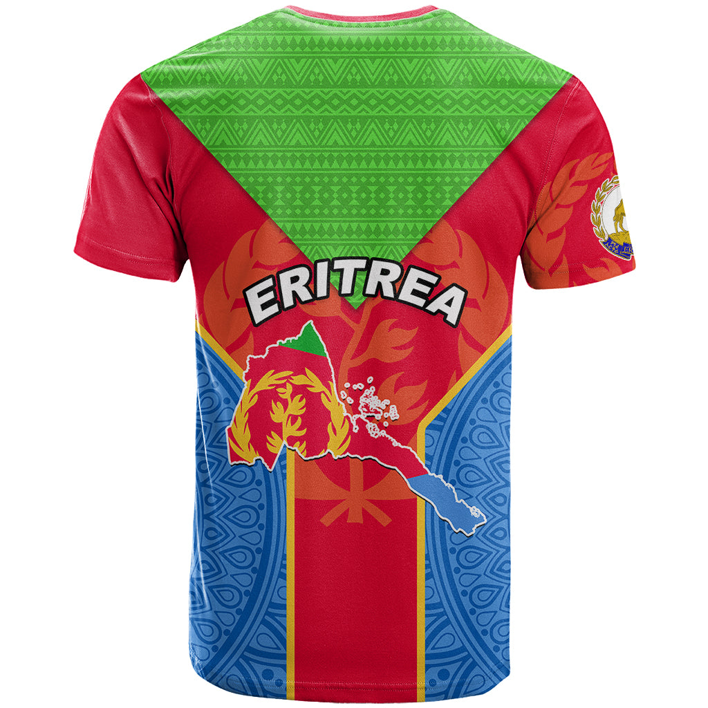 Eritrea T Shirt Eritrean Emblem Flag Mix African Pattern - Wonder Print Shop