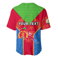 Custom Eritrea Baseball Jersey Eritrean Emblem Flag Mix African Pattern - Wonder Print Shop