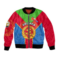 Custom Eritrea Bomber Jacket Eritrean Emblem Flag Mix African Pattern - Wonder Print Shop