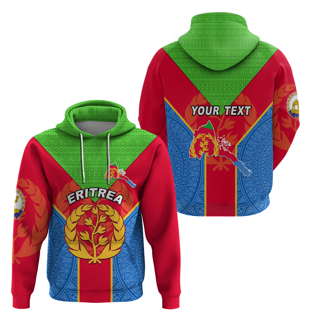Custom Eritrea Hoodie Eritrean Emblem Flag Mix African Pattern - Wonder Print Shop