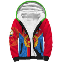 Custom Eritrea Sherpa Hoodie Eritrean Emblem Flag Mix African Pattern - Wonder Print Shop