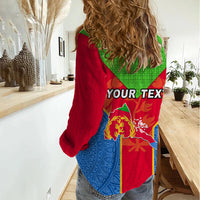 Custom Eritrea Women Casual Shirt Eritrean Emblem Flag Mix African Pattern - Wonder Print Shop