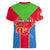 Custom Eritrea Women V Neck T Shirt Eritrean Emblem Flag Mix African Pattern - Wonder Print Shop