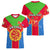 Custom Eritrea Women V Neck T Shirt Eritrean Emblem Flag Mix African Pattern - Wonder Print Shop