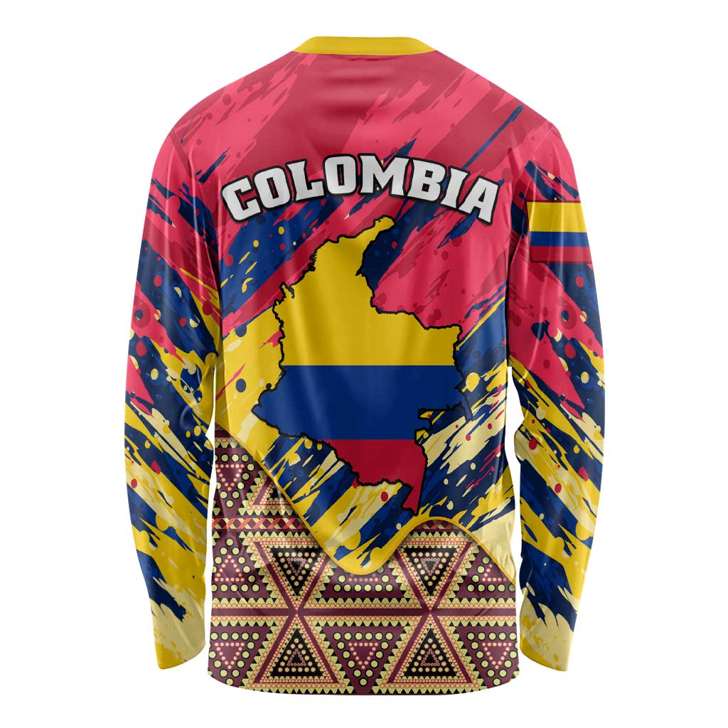 Colombia Long Sleeve Shirt Colombian Tribal Seamless Patterns LT01